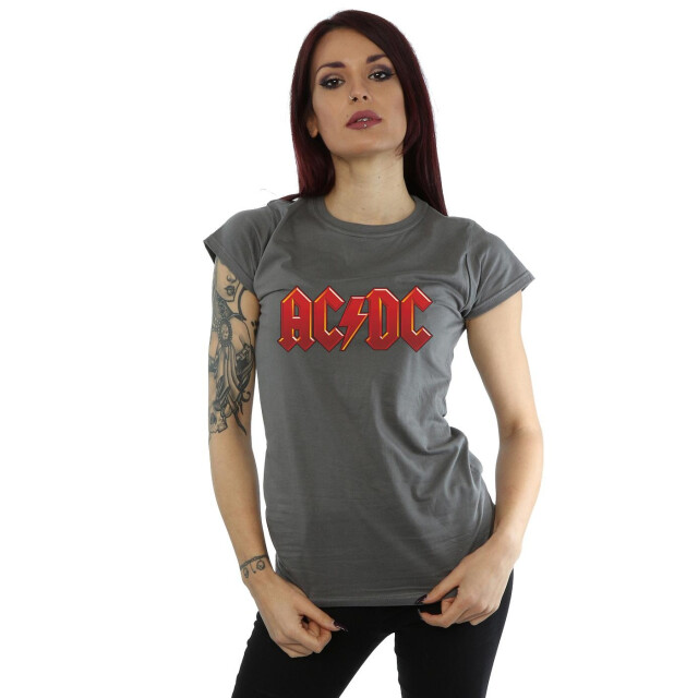 Li-cense Ac/dc dames donkerrood logo katoenen t-shirt UTBI4182_charcoal large