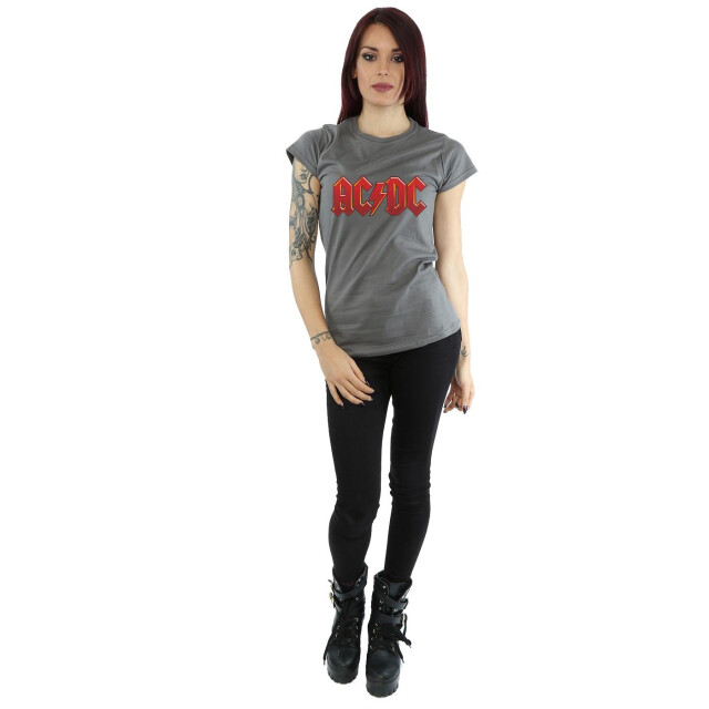 Li-cense Ac/dc dames donkerrood logo katoenen t-shirt UTBI4182_charcoal large