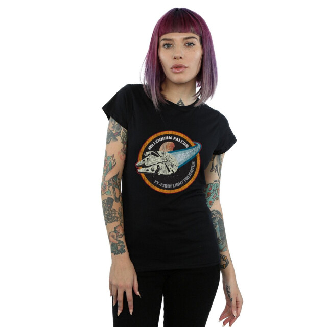 Li-cense Star wars dames millennium falcon badge katoenen t-shirt UTBI41869_black large