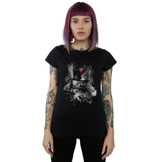 Li-cense Star wars dames boba fett distressed katoenen t-shirt UTBI41566_black large