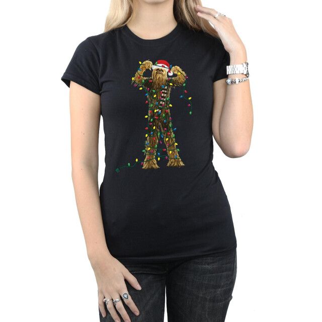 Li-cense Star wars dames chewbacca kerstverlichting katoenen t-shirt UTBI41235_black large