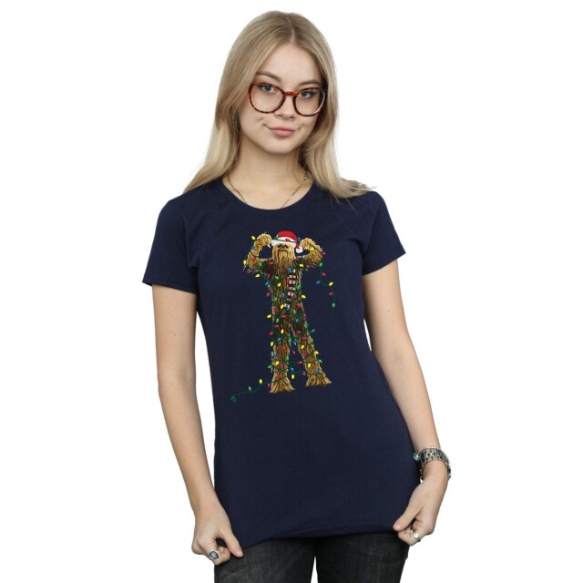 Li-cense Star wars dames chewbacca kerstverlichting katoenen t-shirt UTBI41235_navyblue large