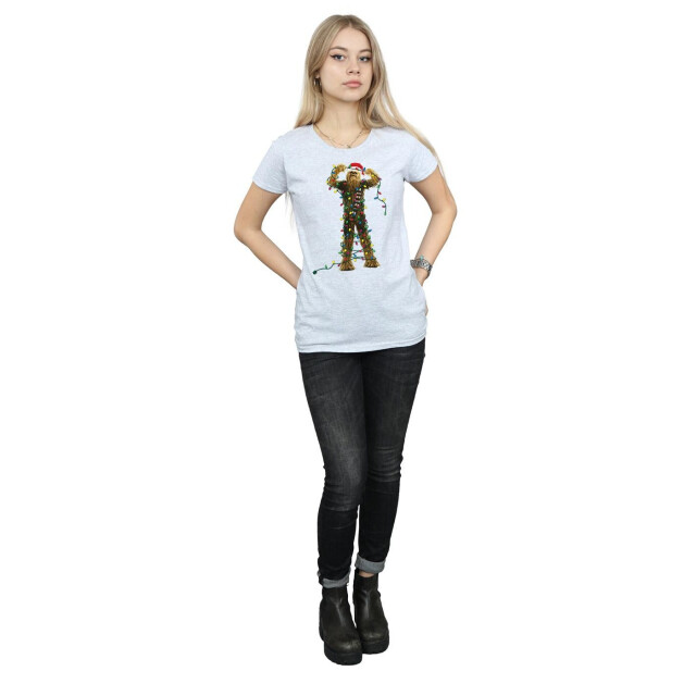 Li-cense Star wars dames chewbacca kerstverlichting katoenen t-shirt UTBI41235_sportsgrey large