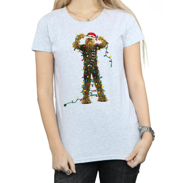 Li-cense Star wars dames chewbacca kerstverlichting katoenen t-shirt UTBI41235_sportsgrey large
