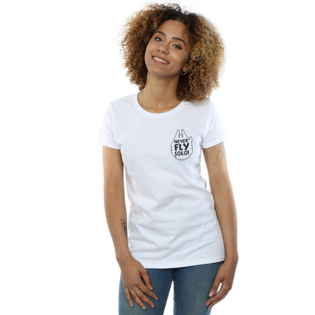 Li-cense Star wars dames vlieg nooit solo katoenen t-shirt UTBI41502_white large