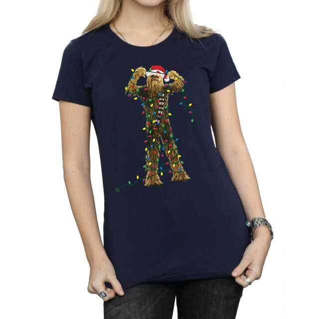 Li-cense Star wars dames chewbacca kerstverlichting katoenen t-shirt UTBI41235_navyblue large