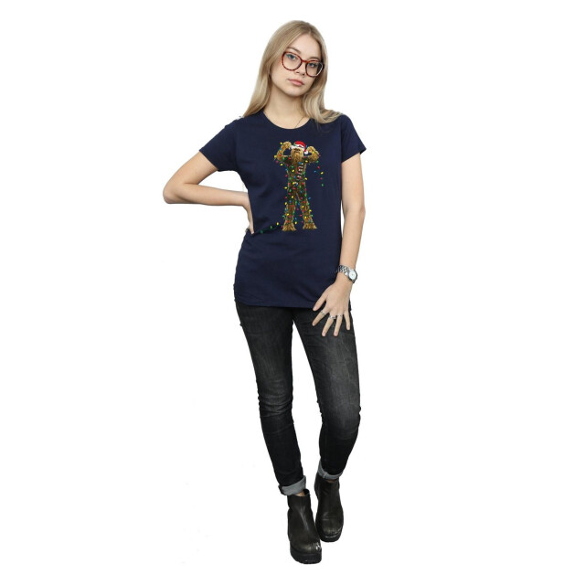 Li-cense Star wars dames chewbacca kerstverlichting katoenen t-shirt UTBI41235_navyblue large