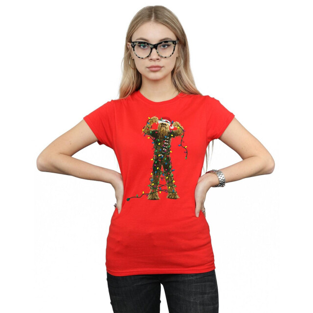 Li-cense Star wars dames chewbacca kerstverlichting katoenen t-shirt UTBI41235_red large