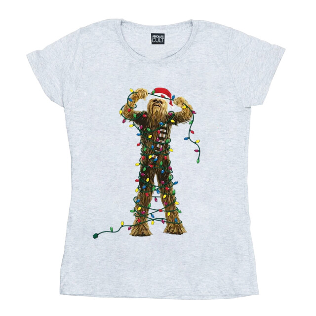 Li-cense Star wars dames chewbacca kerstverlichting katoenen t-shirt UTBI41235_sportsgrey large