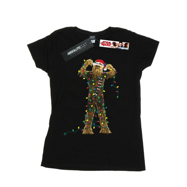 Li-cense Star wars dames chewbacca kerstverlichting katoenen t-shirt UTBI41235_black large