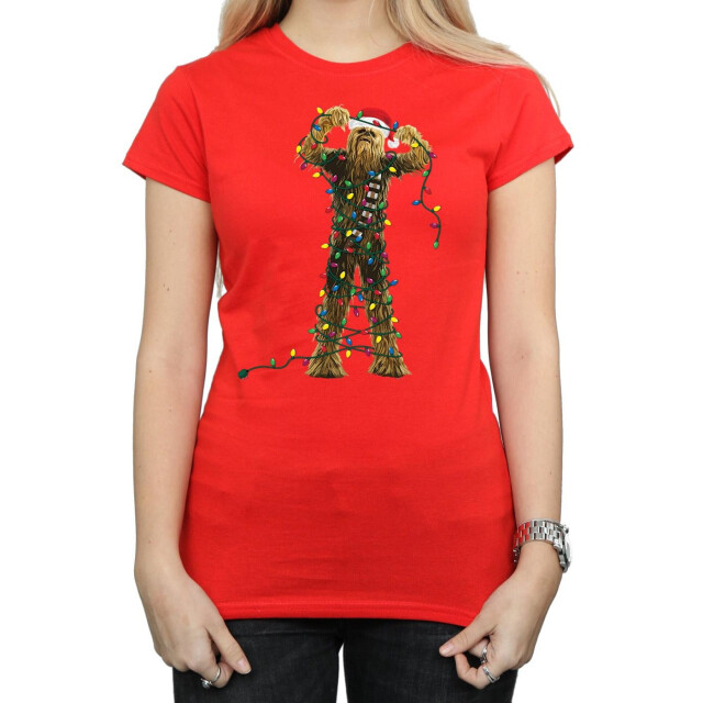 Li-cense Star wars dames chewbacca kerstverlichting katoenen t-shirt UTBI41235_red large
