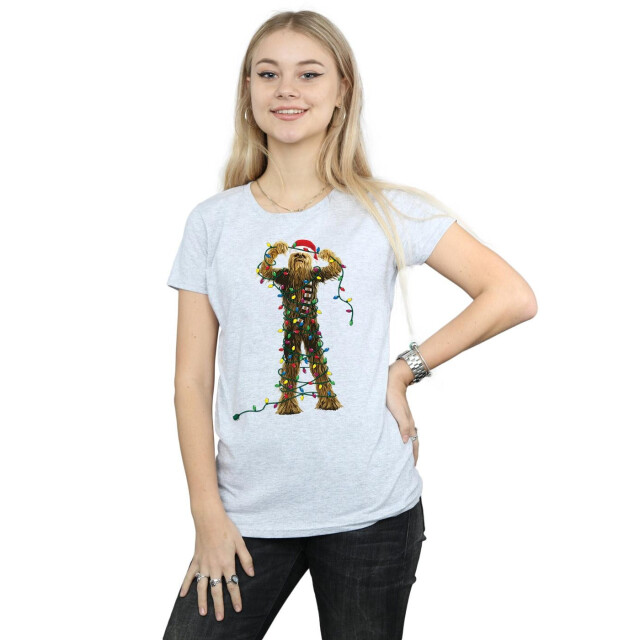 Li-cense Star wars dames chewbacca kerstverlichting katoenen t-shirt UTBI41235_sportsgrey large