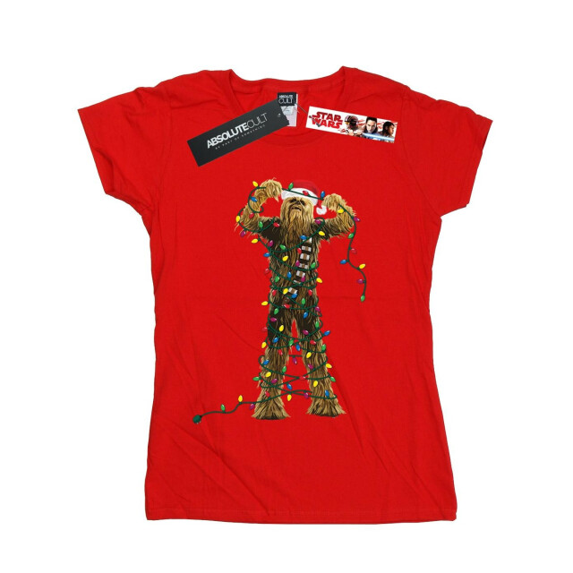 Li-cense Star wars dames chewbacca kerstverlichting katoenen t-shirt UTBI41235_red large
