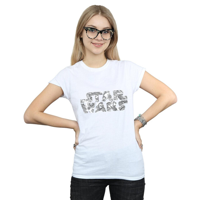 Li-cense Star wars dames t-shirt met ornamenteel logo in katoen UTBI41110_white large