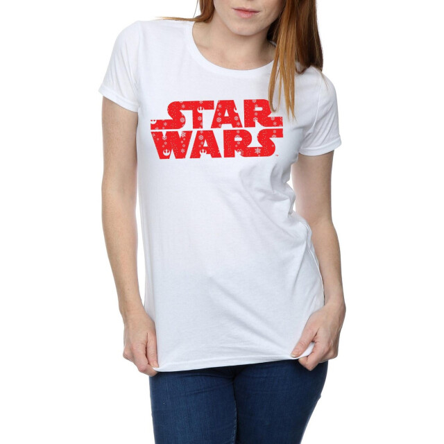 Li-cense Star wars dames kerst logo katoenen t-shirt UTBI41192_white large