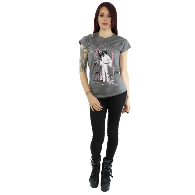 Li-cense Star wars dames prinses leia distressed katoenen t-shirt UTBI40835_charcoal large