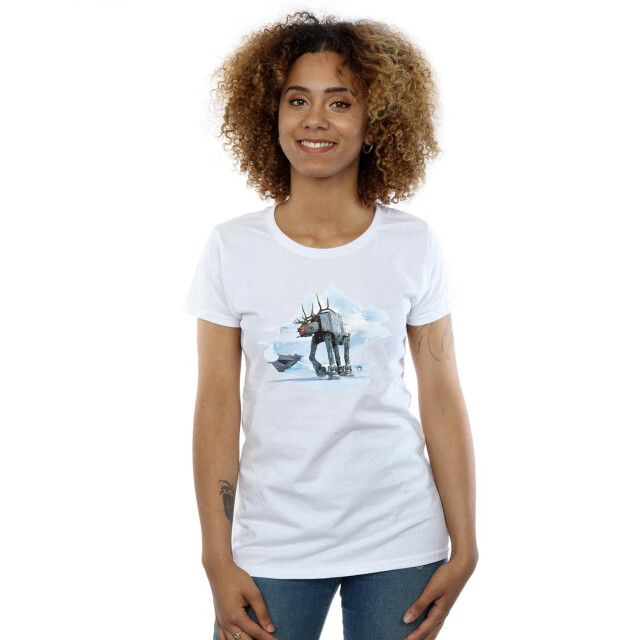 Li-cense Star wars dames kerstmis at-at rendier katoenen t-shirt UTBI40876_white large