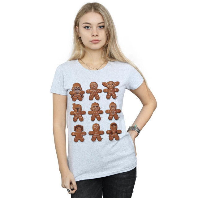 Li-cense Star wars dames kerstmis gingerbread katoenen t-shirt UTBI40877_sportsgrey large