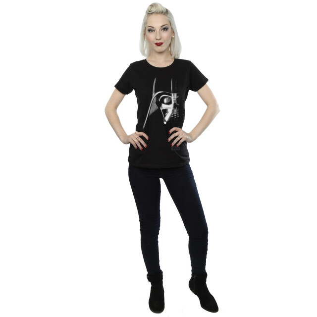 Li-cense Star wars dames darth vader gezicht katoenen t-shirt UTBI40914_black large