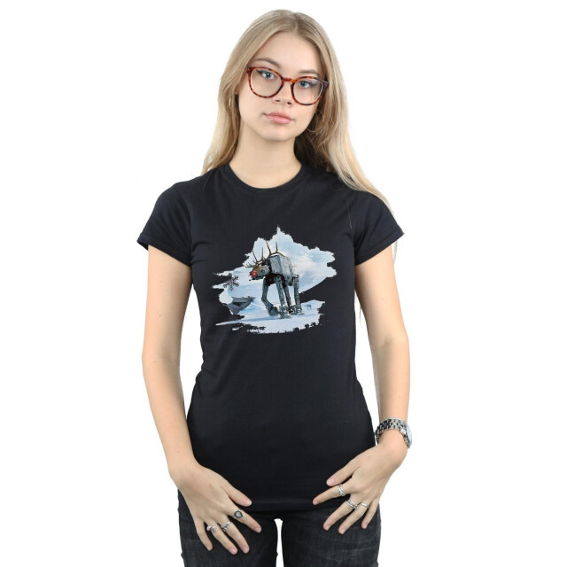 Li-cense Star wars dames kerstmis at-at rendier katoenen t-shirt UTBI40876_black large