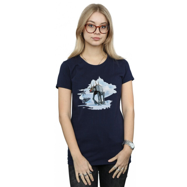 Li-cense Star wars dames kerstmis at-at rendier katoenen t-shirt UTBI40876_navyblue large