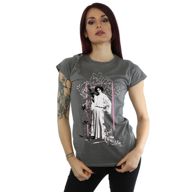 Li-cense Star wars dames prinses leia distressed katoenen t-shirt UTBI40835_charcoal large