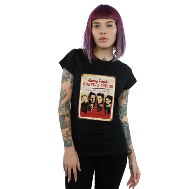 Li-cense Supernatural dames familie bedrijfsteken katoenen t-shirt UTBI40632_black large