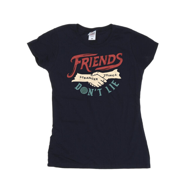 Li-cense Netflix dames stranger things friends don´t lie hands katoenen t-shirt UTBI40269_navyblue large