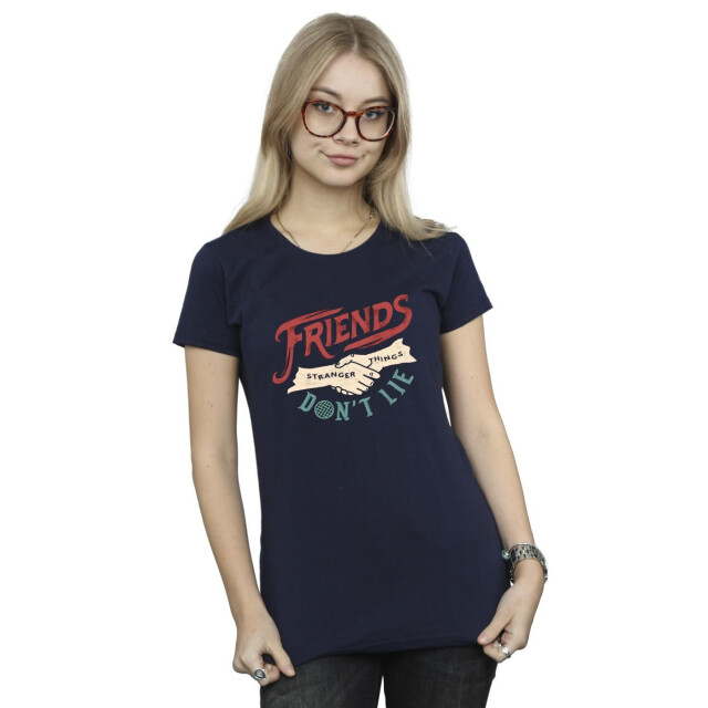 Li-cense Netflix dames stranger things friends don´t lie hands katoenen t-shirt UTBI40269_navyblue large