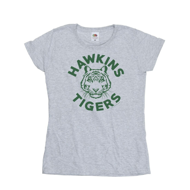 Li-cense Netflix dames stranger things hawkins tijgers katoenen t-shirt UTBI40335_sportsgrey large