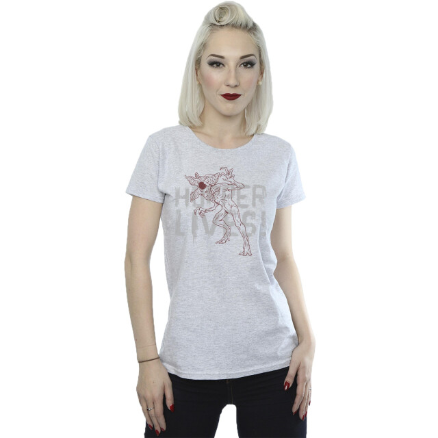 Li-cense Netflix dames stranger things hoppers live katoenen t-shirt UTBI40139_sportsgrey large