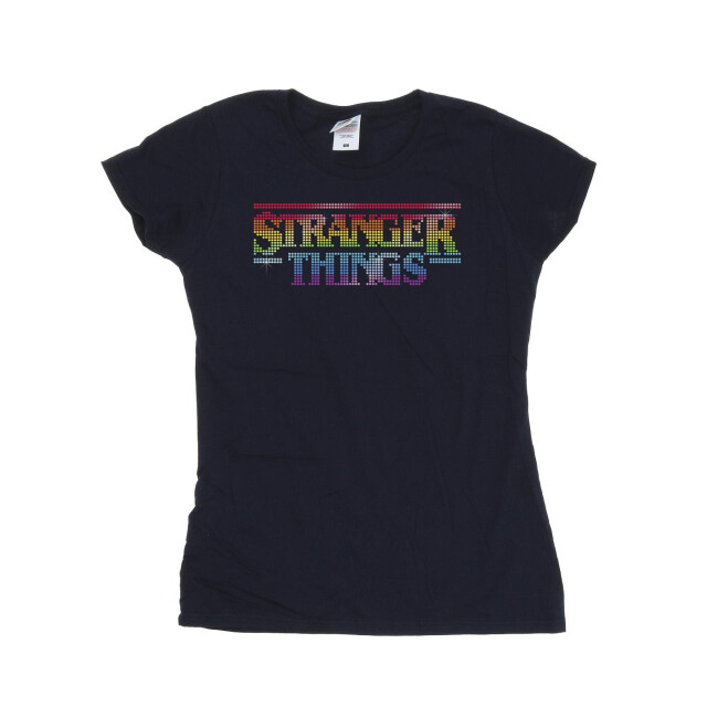 Li-cense Netflix dames stranger things rainbow dot logo katoenen t-shirt UTBI40211_navyblue large