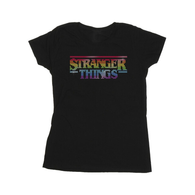Li-cense Netflix dames stranger things rainbow dot logo katoenen t-shirt UTBI40211_black large