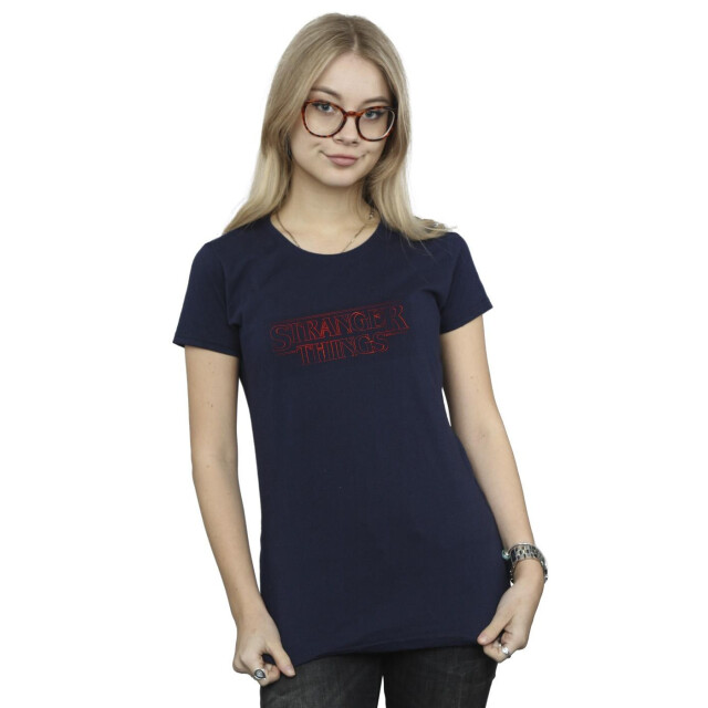 Li-cense Netflix dames stranger things glow logo katoenen t-shirt UTBI40197_navyblue large