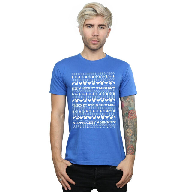 Li-cense Disney heren mickey en minnie kerst fair isle t-shirt UTBI39973_royalblue large