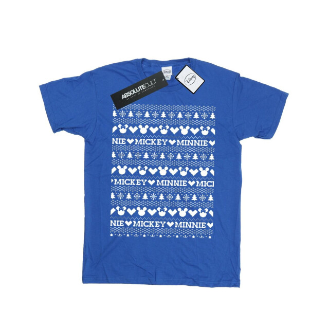 Li-cense Disney heren mickey en minnie kerst fair isle t-shirt UTBI39973_royalblue large
