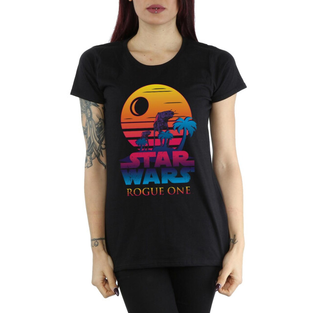Li-cense Star wars dames rogue one logo sunset katoenen t-shirt UTBI40028_black large