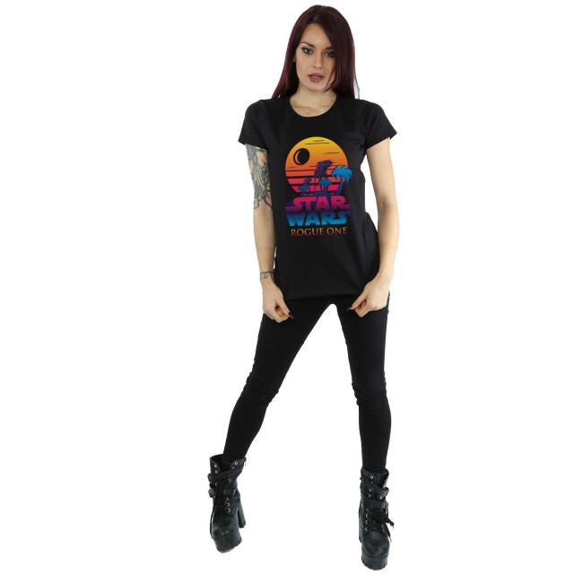 Li-cense Star wars dames rogue one logo sunset katoenen t-shirt UTBI40028_black large