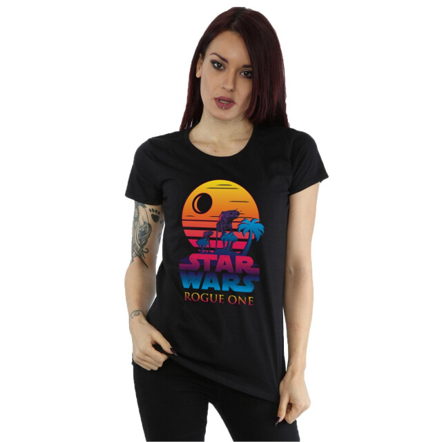 Li-cense Star wars dames rogue one logo sunset katoenen t-shirt UTBI40028_black large