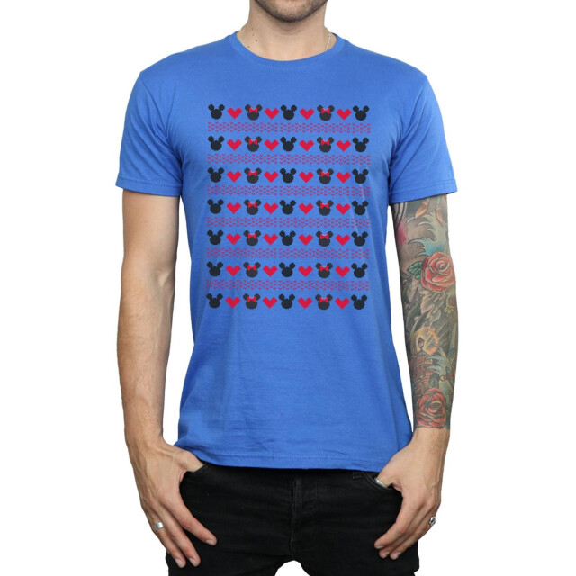 Li-cense Disney heren mickey en minnie kerstmis harten t-shirt UTBI39951_royalblue large