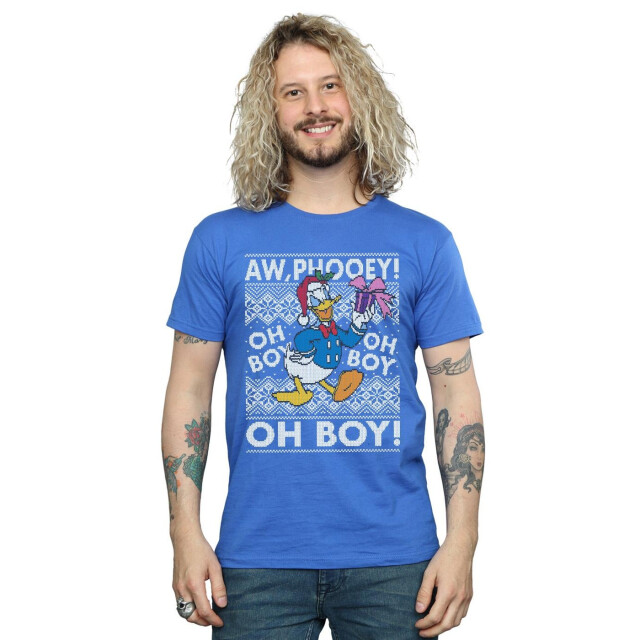 Li-cense Disney heren donald duck kerst fair isle t-shirt UTBI40023_royalblue large