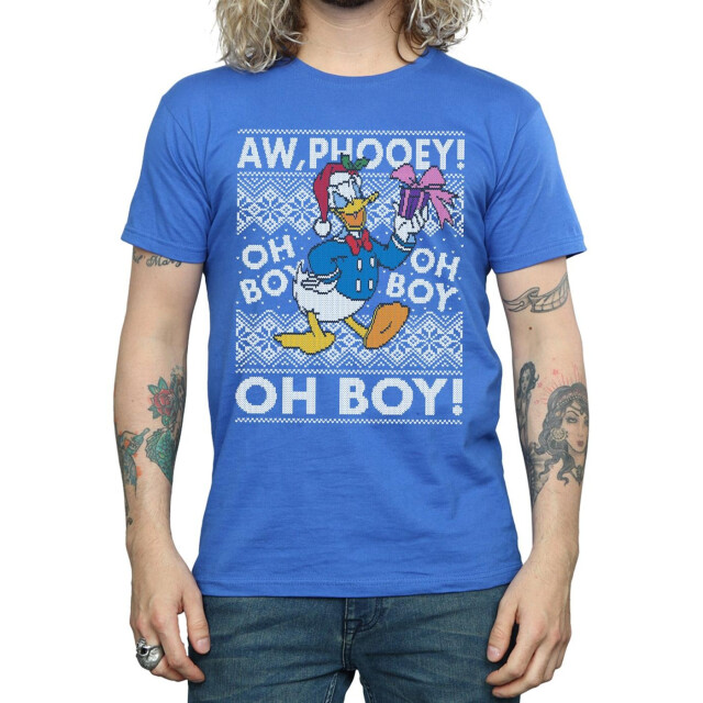 Li-cense Disney heren donald duck kerst fair isle t-shirt UTBI40023_royalblue large