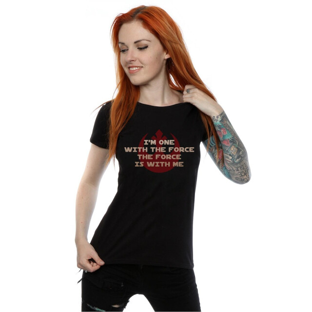 Li-cense Star wars dames rogue one i´m one with the force rood katoenen t-shirt UTBI40048_black large