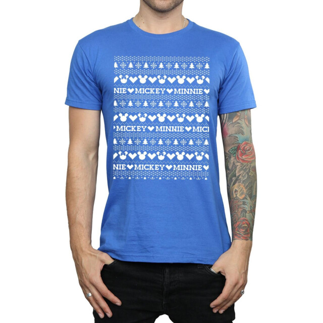 Li-cense Disney heren mickey en minnie kerst fair isle t-shirt UTBI39973_royalblue large