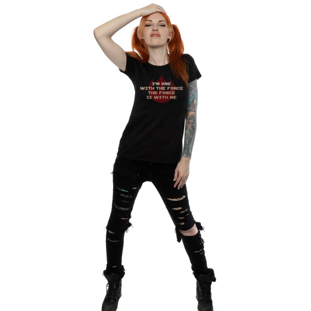 Li-cense Star wars dames rogue one i´m one with the force rood katoenen t-shirt UTBI40048_black large