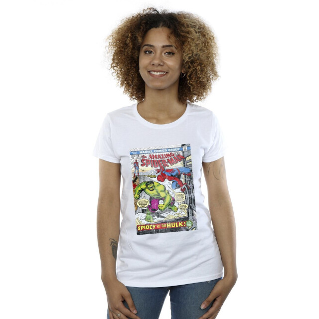 Li-cense Marvel dames spider-man vs hulk cover katoenen t-shirt UTBI39828_white large