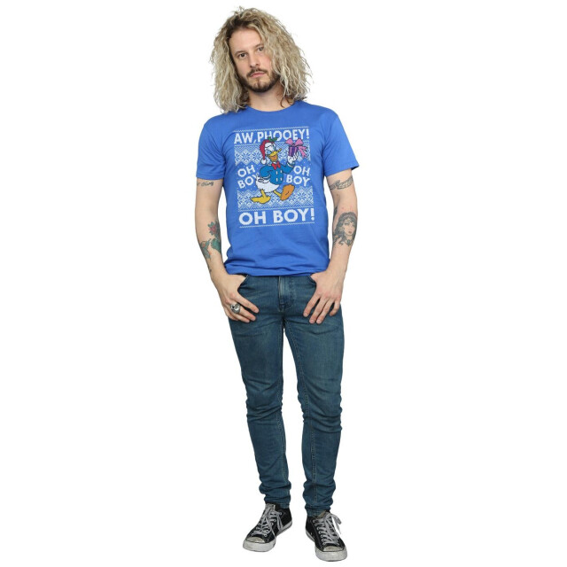 Li-cense Disney heren donald duck kerst fair isle t-shirt UTBI40023_royalblue large