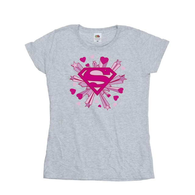 Li-cense Dc comics dames superman roze harten en sterren logo katoenen t-shirt UTBI39569_sportsgrey large