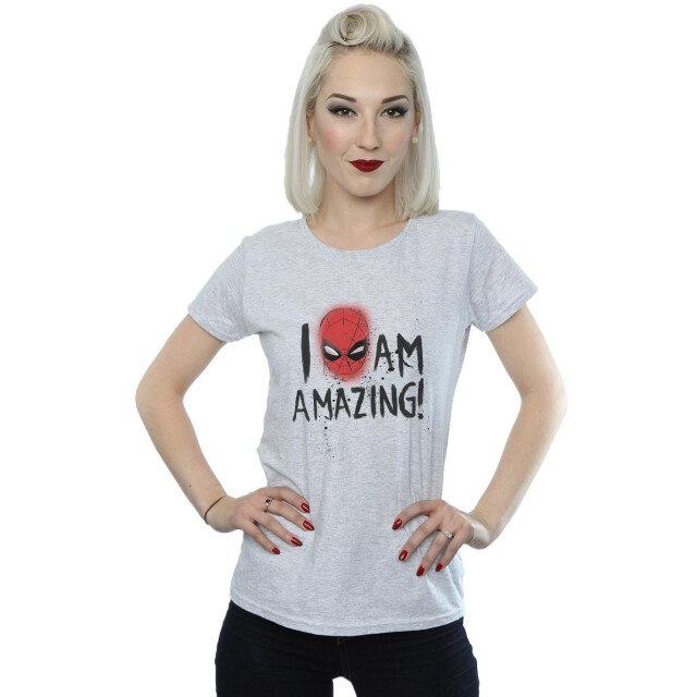Li-cense Marvel dames spider-man i am amazing katoenen t-shirt UTBI39682_sportsgrey large