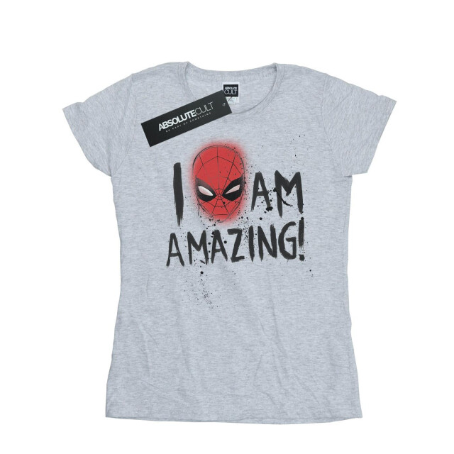 Li-cense Marvel dames spider-man i am amazing katoenen t-shirt UTBI39682_sportsgrey large
